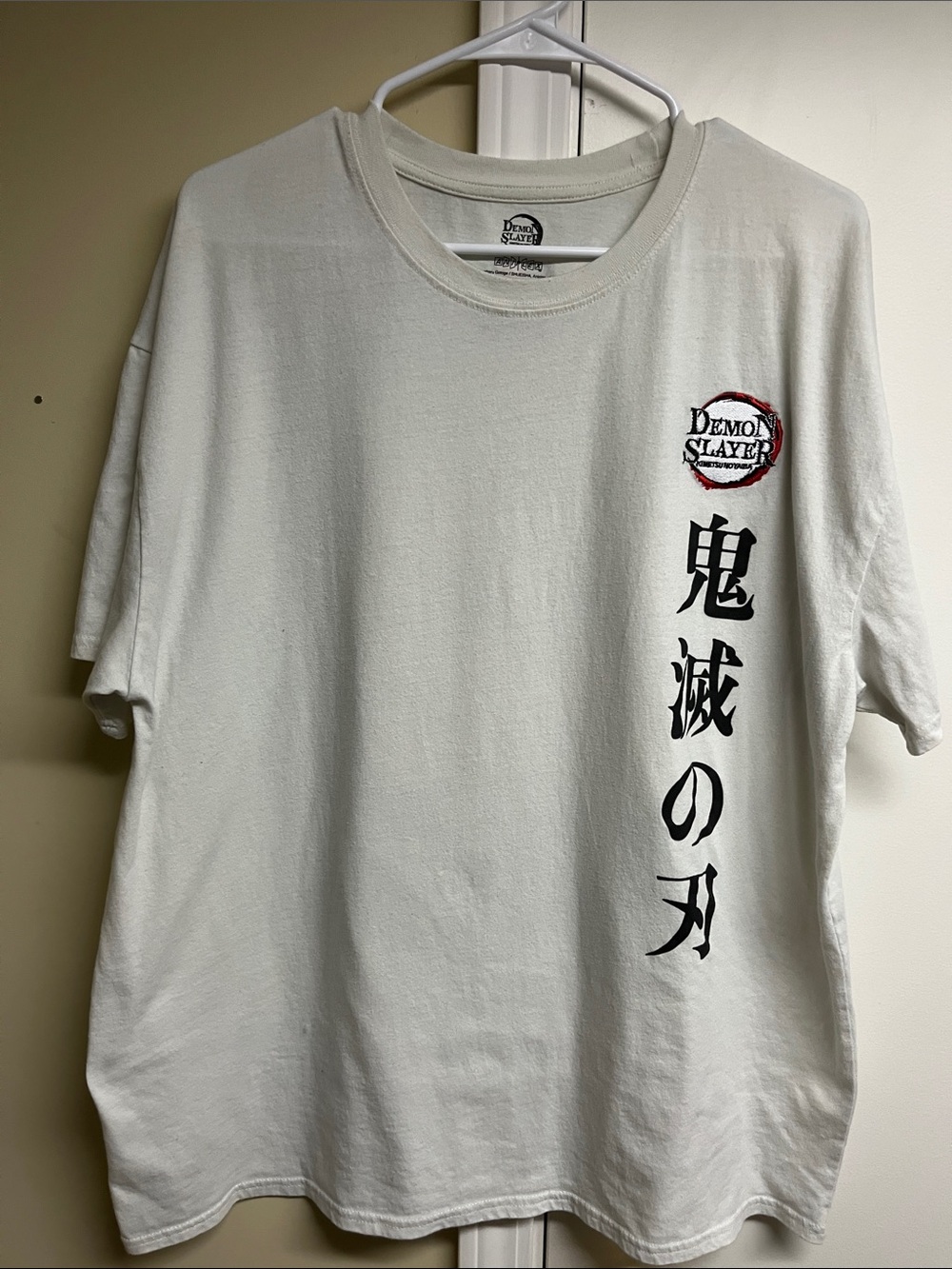 Uniqlo White Demon Slayer Vertical Kanji Graphic Tee